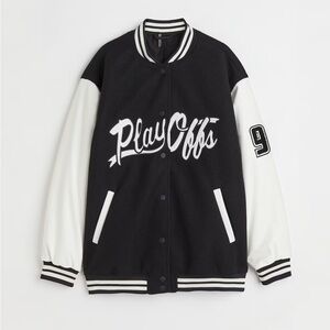 H&M Black and White Baseball Varsity Jacket